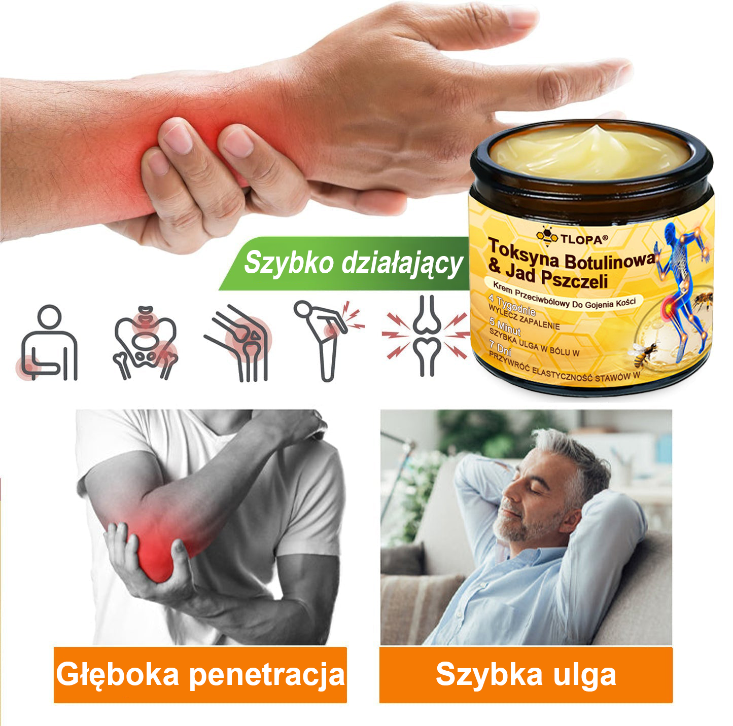 TLOPA® Toksyna botulinowa i jad pszczeli Krem przeciwbólowy do gojenia kości🐝🐝🐝