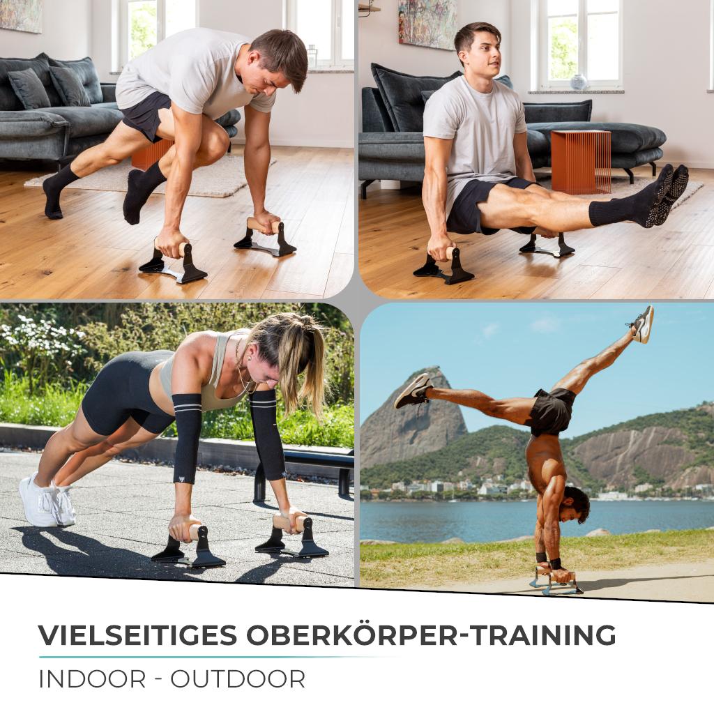 Push-Up Bars With Ergonomical Wooden Handle - Premium Push-Up Stands For Push-Ups And Handstand