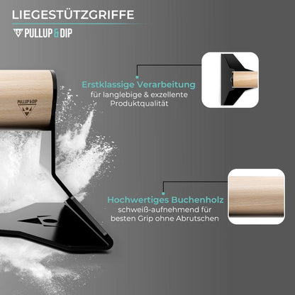 Push-Up Bars With Ergonomical Wooden Handle - Premium Push-Up Stands For Push-Ups And Handstand